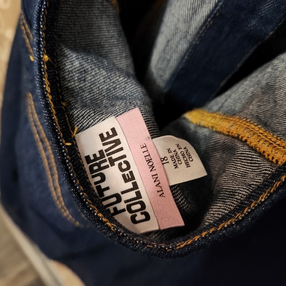 Denim Halter Collar Backless Dress Sz 18 Future Collective - Picture 5 of 8